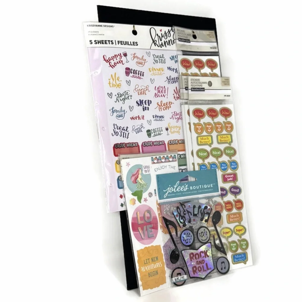 Mixed Lot of Colorful Stickers Ephemera Junk Journal Scrapbook - Lot of 7 Packs